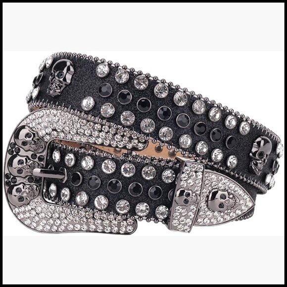 Western Rhinestone Studded Leather Belt for Pants Jeans main image 6